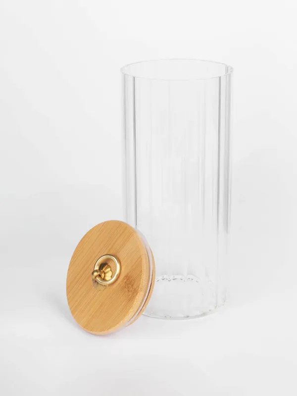 Can for bulk products, 1,1 l, glass B/ bamboo, Camellia, image-1