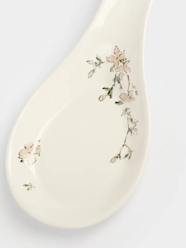 Spoon stand, 25 cm, ceramic, milky, Flowers, Florin, image-4