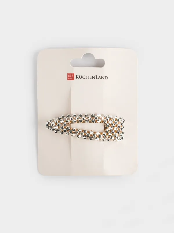 Hair clip, 7 cm, Metal, Beads, Jewelry crystal, image-6