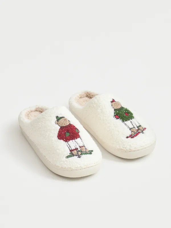 Women's slippers, homewear, size 36-37, artificial fur, milky, Bears, Needed, image-4
