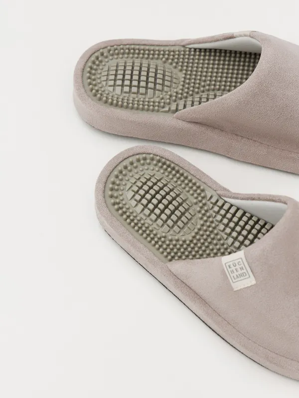 Women's slippers, homewear, size 36-37, corduroy / rubber, gray-purple, Lint, image-2