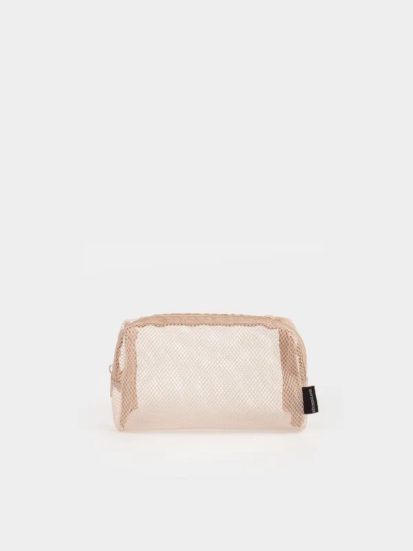 Cosmetic bag, 18x12 cm, polyester, beige, Mesh, Easy Travel, image-0