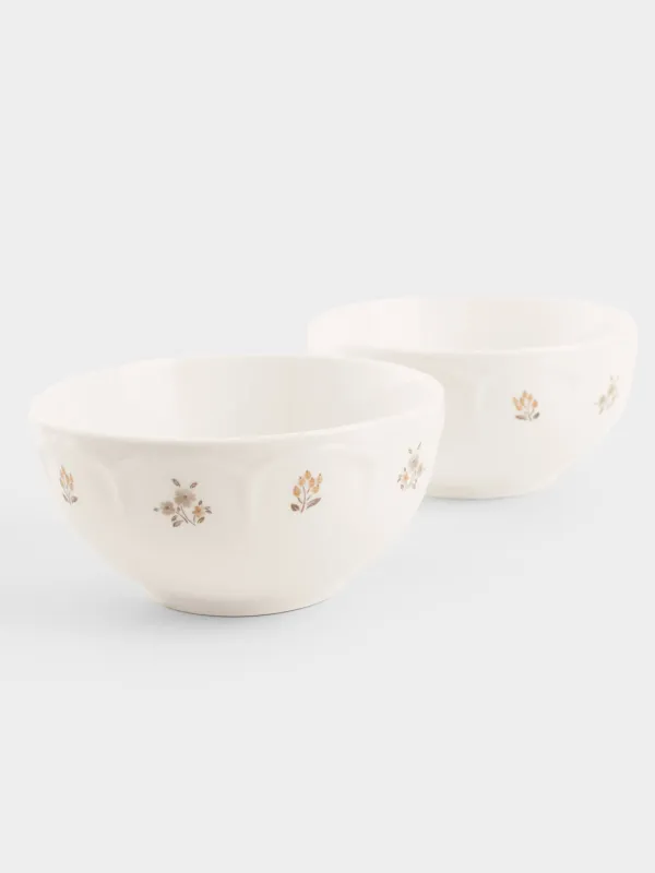 Bowl, 14x7 cm, 2 pcs, porcelain N, white, Vintage flowers, La flore, image-1