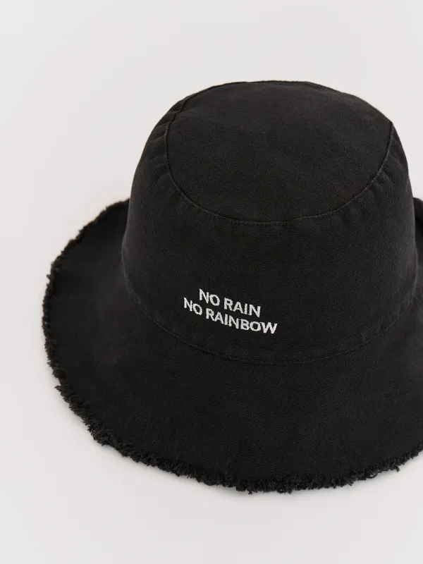 Panama hat, 57 cm, single size, with raw edge, cotton, dark grey, Shore, image-1