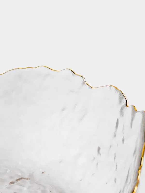 Salad bowl, 20x9 cm, 1,1 l, glass, with golden edging, Nautilus gold, image-2