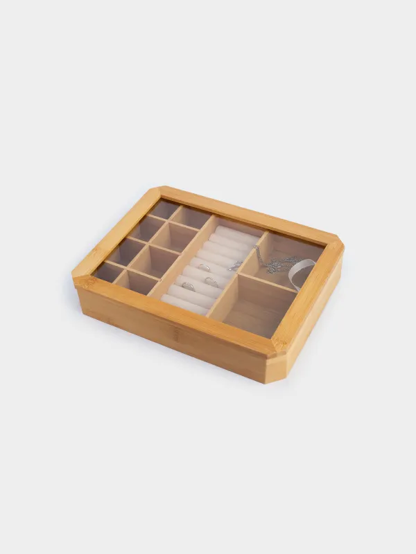 Jewelry box, 30x23 cm, bamboo / glass, Bamboo, image-3