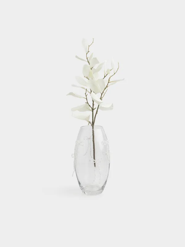 Flower vase, 30 cm, glass / plastic, Bows, Varieties pearl, image-3