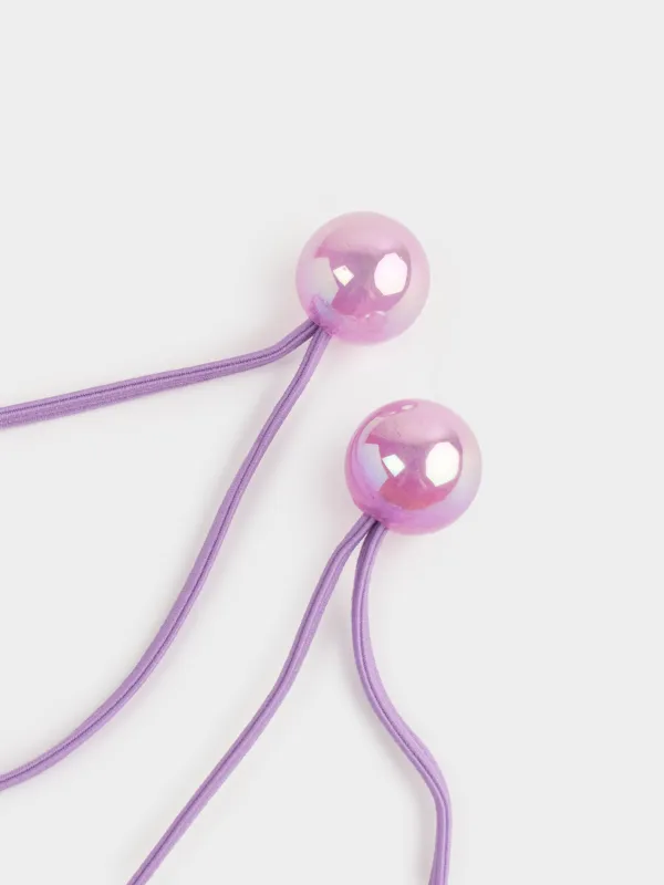 Elastic band for hair, 9 cm, 2 pcs, acrylic / polyester, purple, Butterfly, Gracile, image-3