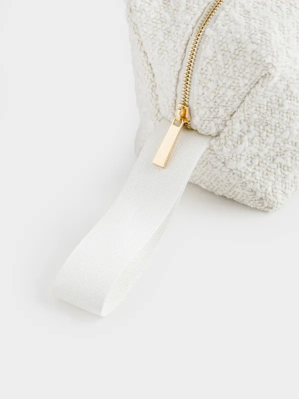 Cosmetic bag, 25x12 cm, with handle, Boucle, milky, Boucle beauty, image-1