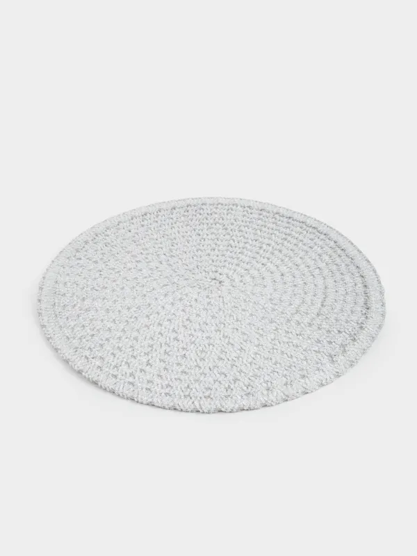 Placemat, 38 cm, chenille, round, silver-gray, Chenill, image-2