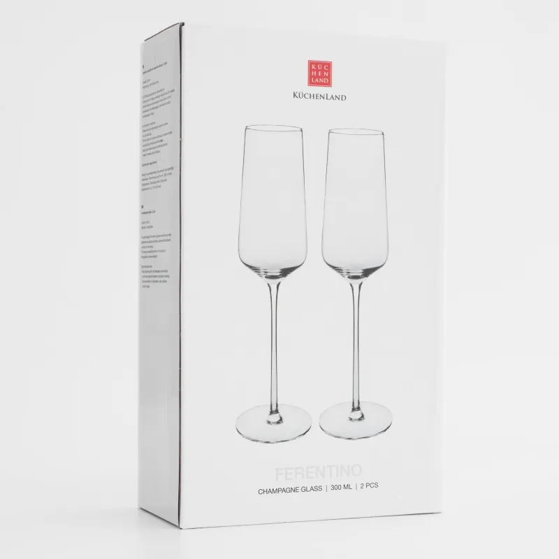 Champagne glass, 300 ml, 2 pcs, crystal glass, Ferentino, image-4