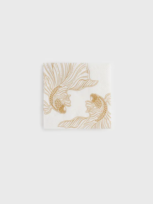 Paper napkins, 21x21 cm, 20 pcs, square, white, Fish, Goldfish, image-0