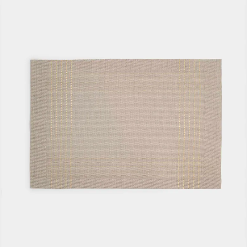 Placemat, 30x45 cm, PVC / polyester, rectangular, sand, Golden lines, Solid