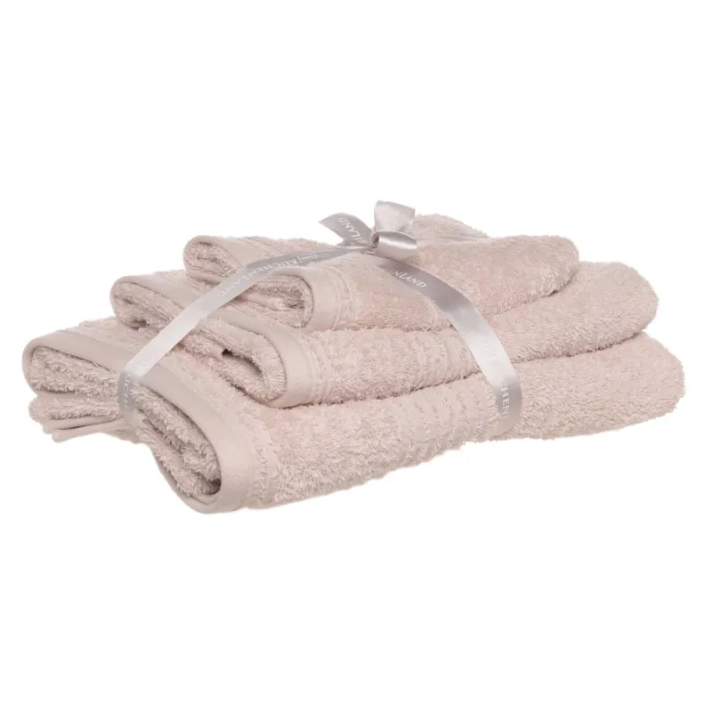 Towel set, 40x60 / 50x90 / 70x140 cm, 3 pcs, cotton, beige, Natural cotton