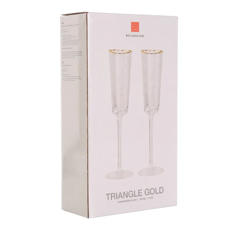 Drinking glass, 160 ml, 2 pcs, glass, with golden edging, Triangle Gold, image-1