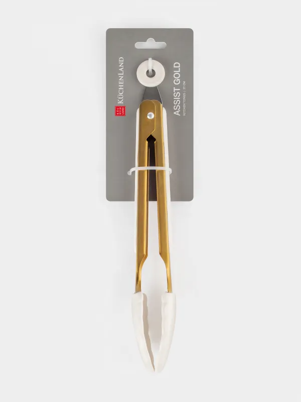 Kitchen tongs, 27 cm, steel / silicone, golden milky, Bello gold, image-7