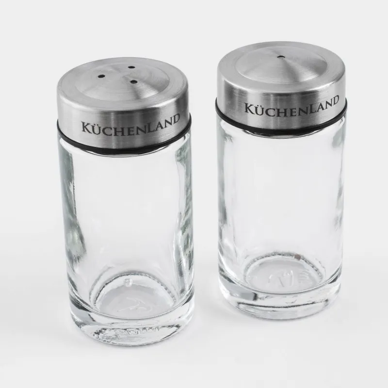Salt and pepper set, 7 cm, glass/steel, Classic, image-2