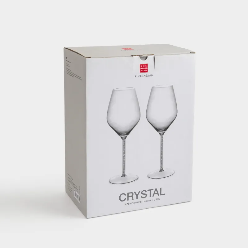 Drinking glass, 450 ml, 2 pcs, glass / rhinestones, Crystal, image-4