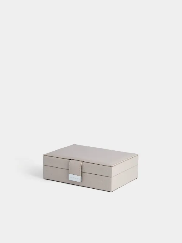 Jewelry box, 20x15 cm, with mirror, wood/PU leather, grey, Premiere one, image-0