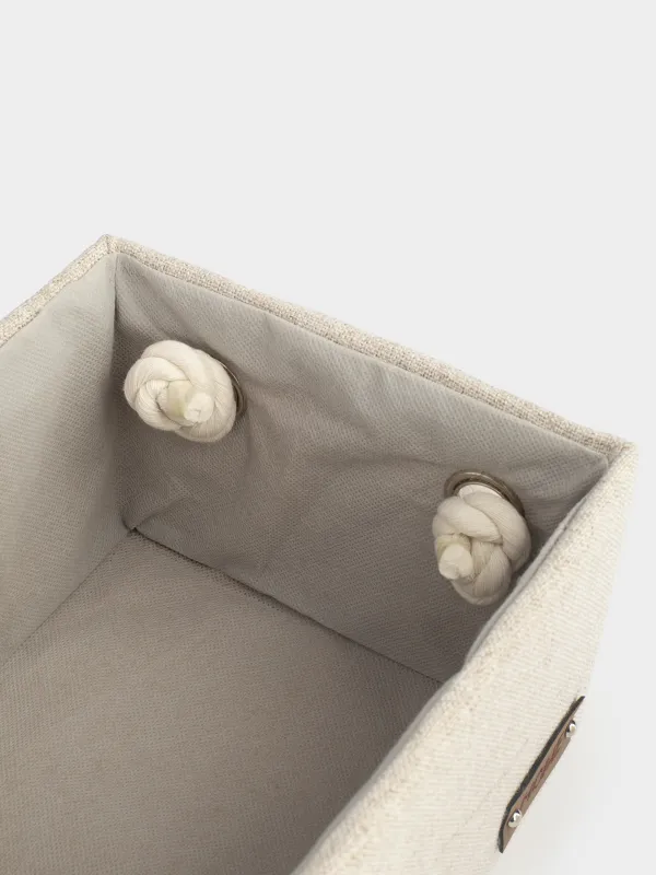 Storage basket, 28x18x13 cm, with handles, polyester, rectangular, Beige, Everyday, image-5
