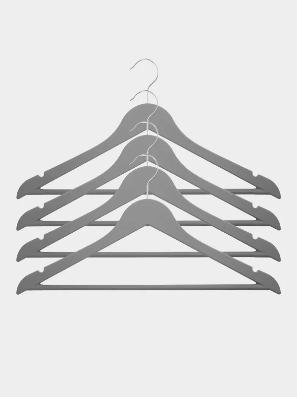 Hanger, 44 cm, 4 pcs, plastic coated, gray, Fun house , image-0