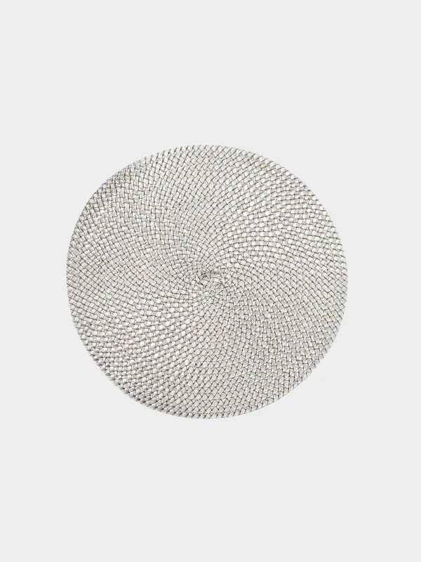 Napkin for appliances, 38 cm, polypropylene/PET, round, silver, Circle braid, image-0