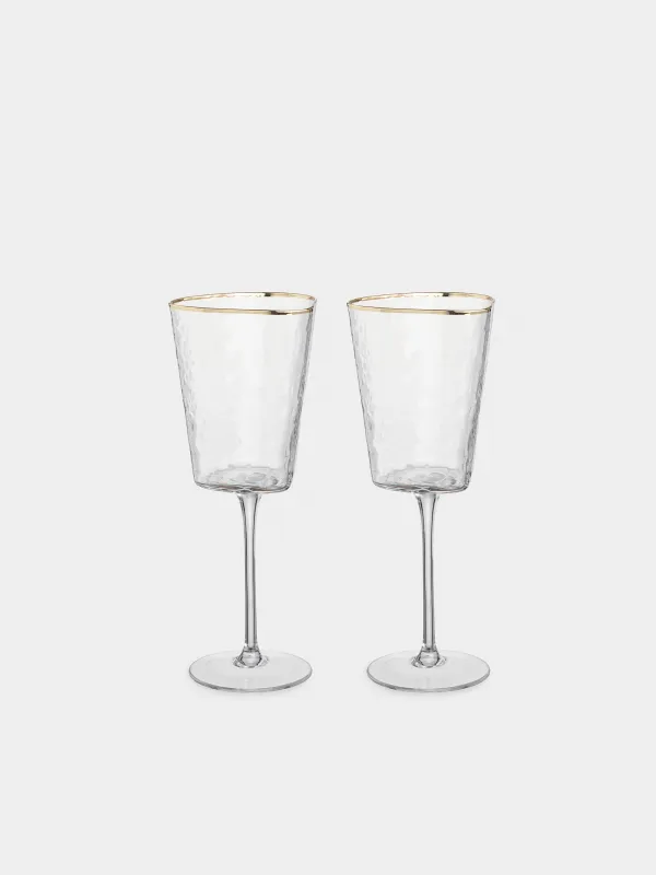 Drinking glass, 300 ml, 2 pcs, glass, with golden edging, Triangle Gold, image-0