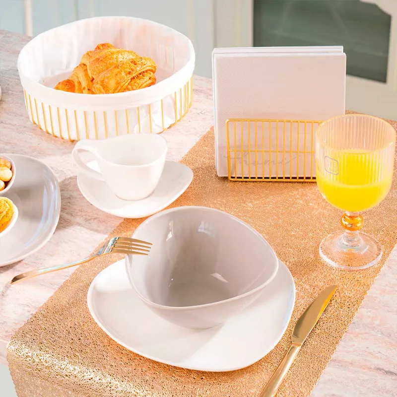 Napkin holder, 13 cm, metal, golden, Twist gold, image-3