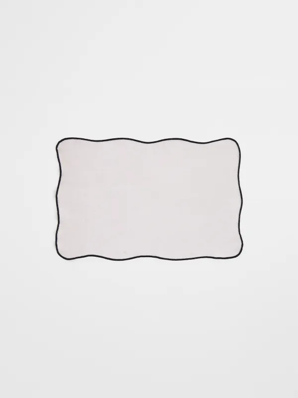 Placemat, 30x45 cm, chenille, curly, milky, Black edging, Chenill framed, image-0