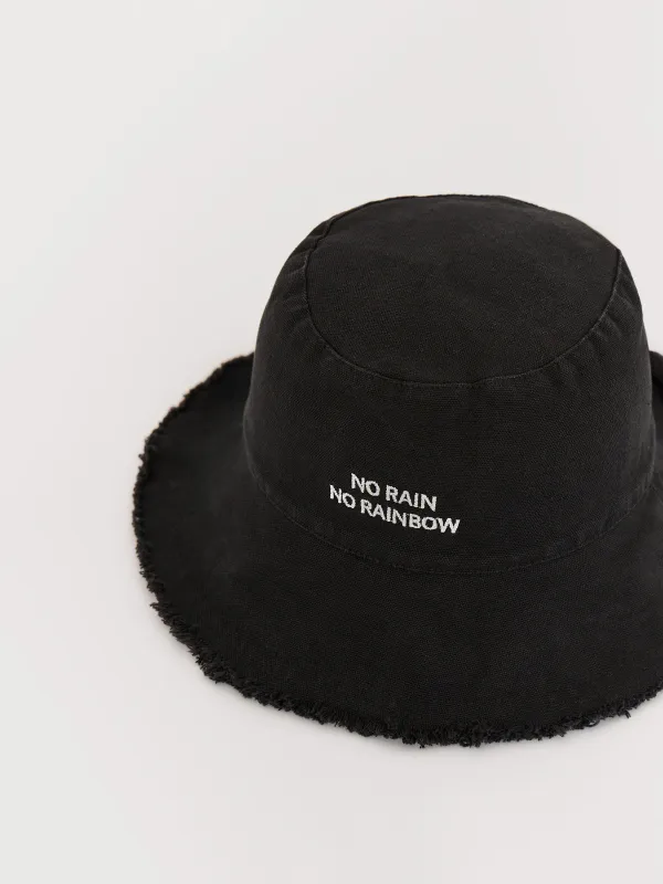 Panama hat, 57 cm, single size, with raw edge, cotton, dark grey, Shore, image-1