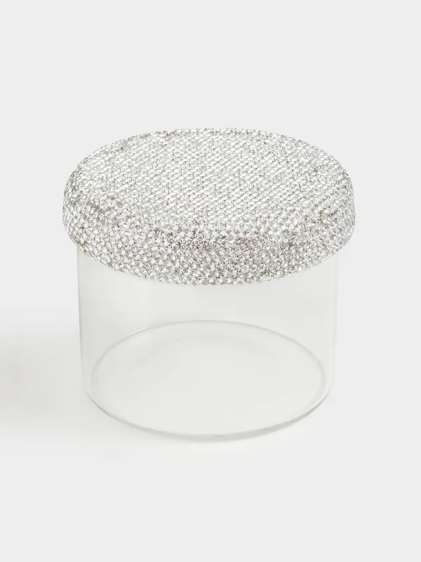 Storage container, 10x9 cm, 450 ml, B glass / rhinestones, Crystal decor, image-1