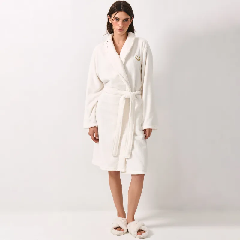 Women's robe, homewear, size L / XL, with long sleeves, fleece, milky, Lucky&Rich, Jack