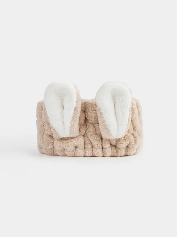 Headband, 17x8 cm, fleece, beige and white, Ears, Showy, image-0