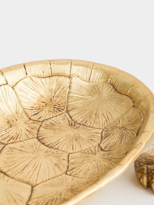 Decorative dish, 31x18 cm, polyresin, golden, Turtle, Coast, image-3