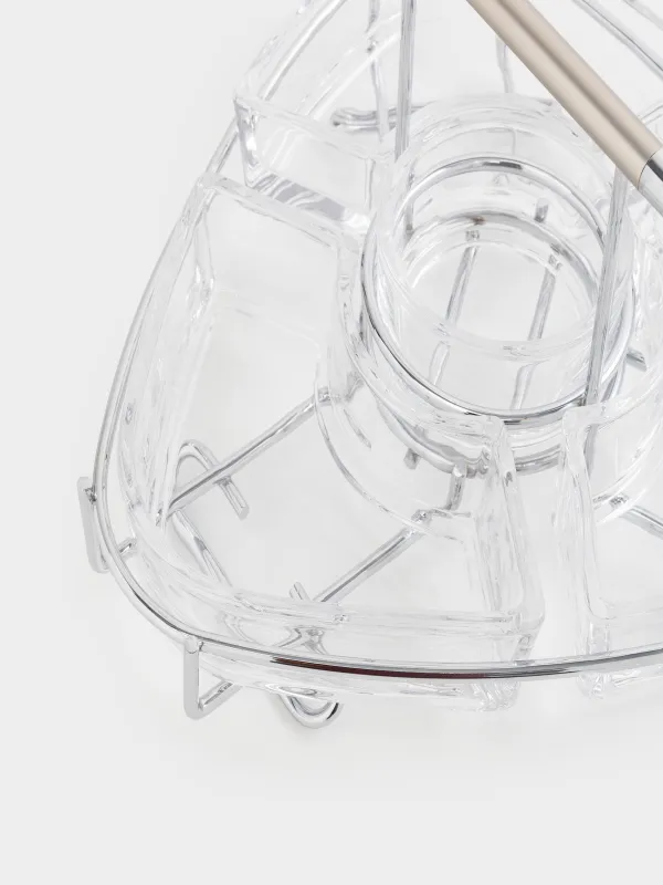 Snack set, 28x15 cm, 3 compartments, with handle, glass / steel, Lamerie, image-5