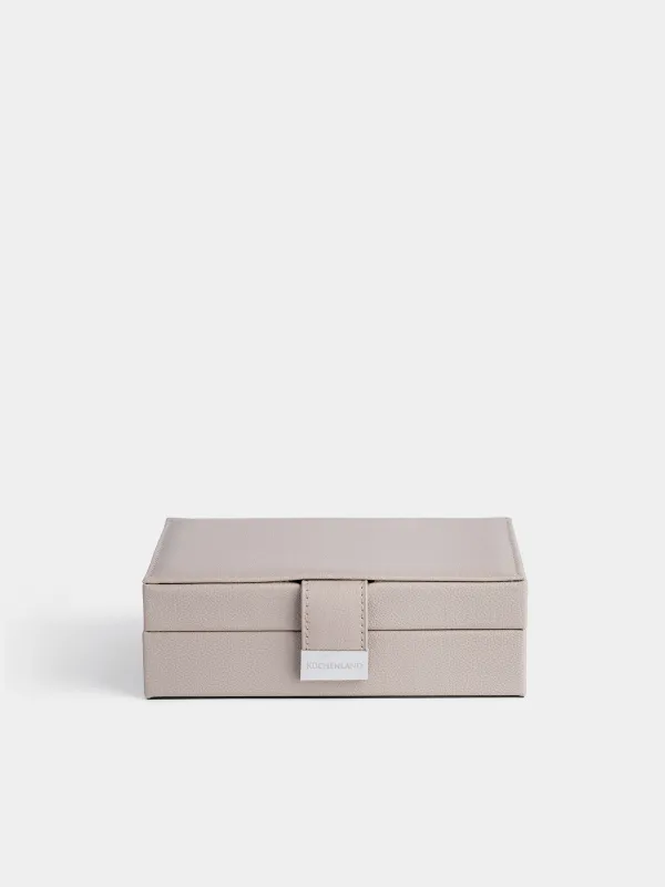 Jewelry box, 20x15 cm, with mirror, wood/PU leather, grey, Premiere one, image-1