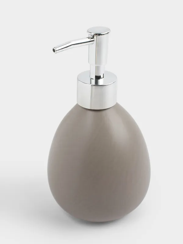 Liquid soap dispenser, 280 ml, ceramic / plastic, beige-grey, Giza, image-1