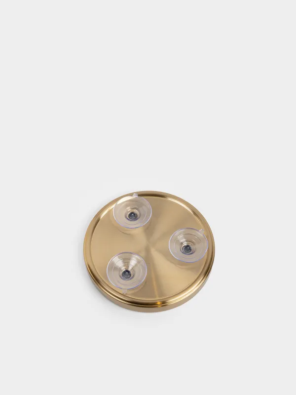 Hanging mirror, 15/14 cm, magnifying, with suction cups, metal, round, golden, Freya, image-3