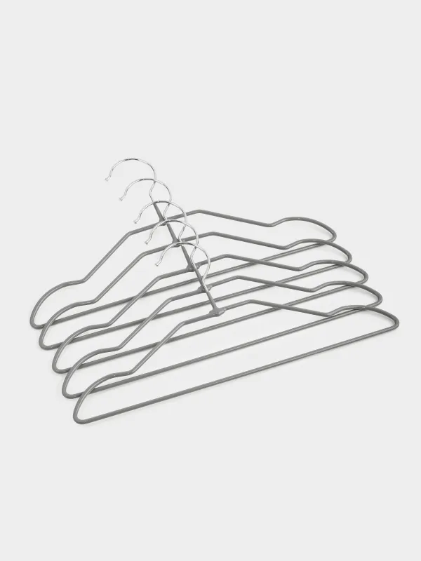 Hanger, 28 cm, 5 pcs, children's, metal coated, gray, Colorful house, image-1