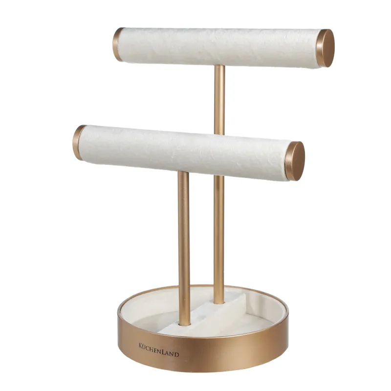 Watch and jewelry holder, 21x30 cm, wood / corduroy, beige, Fantastic gold, image-1