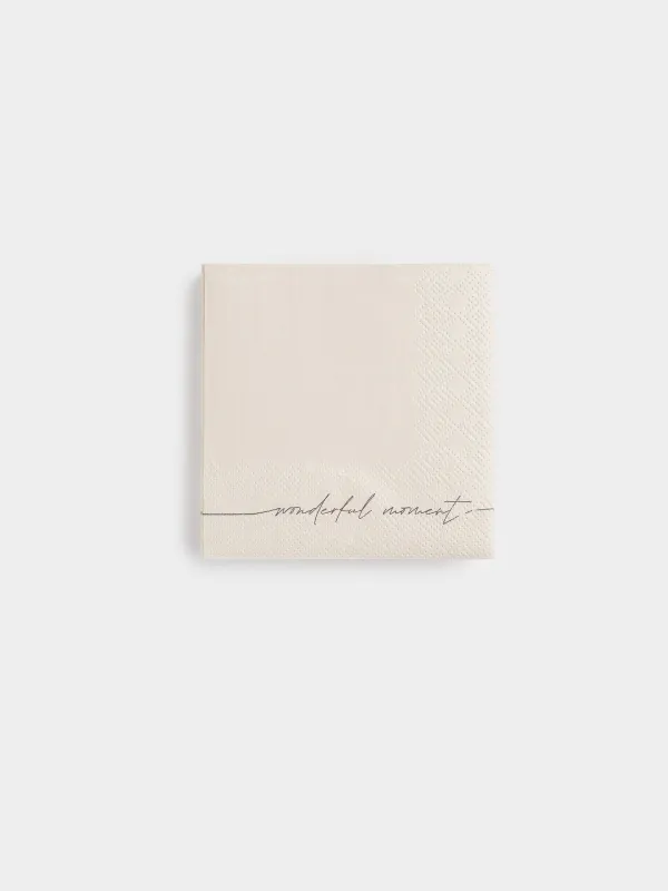 Paper napkins, 21x21 cm, 20 pcs, square, white, Wonderful moment, Scroll, image-0