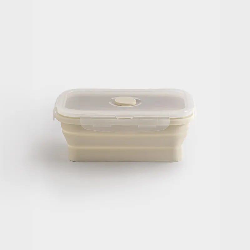 Container, 540 ml, foldable, with clips, Silicone / plastic, beige, Portable