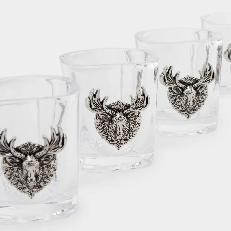 Drinking glass, 50 ml, 4 pcs, on a stand, glass / metal / wood, Moose, Lux elements decor, image-4