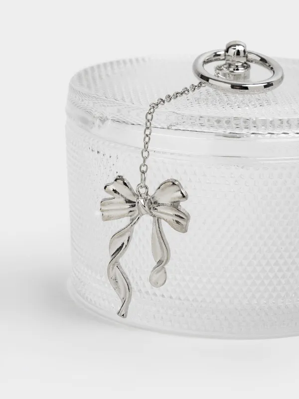 Storage container, 12x8 cm, 380 ml, glass R/metal, Silver bow, Naiad, image-2