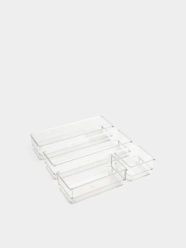 Set of organizer boxes, 4 pcs, plastic, Basic, image-3