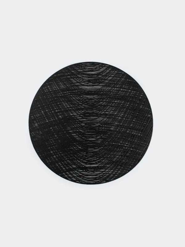Napkin for appliances, 38 cm, PVC, round, black, Azhur Grid, image-0