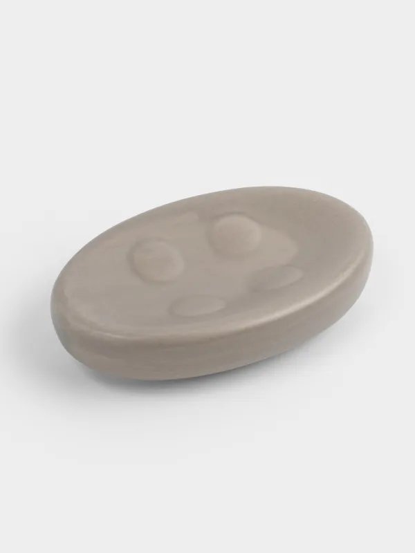 Soap dish, 13x9 cm, ceramic, oval, beige-gray, Giza, image-3
