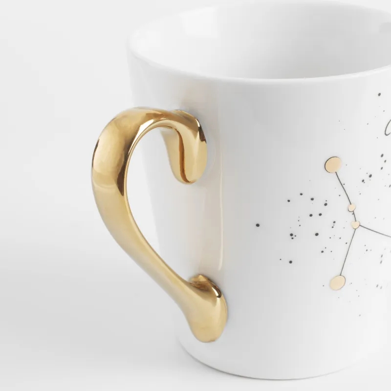 Mug, 400 ml, porcelain N, milky golden, Cancer, Zodiac, image-2
