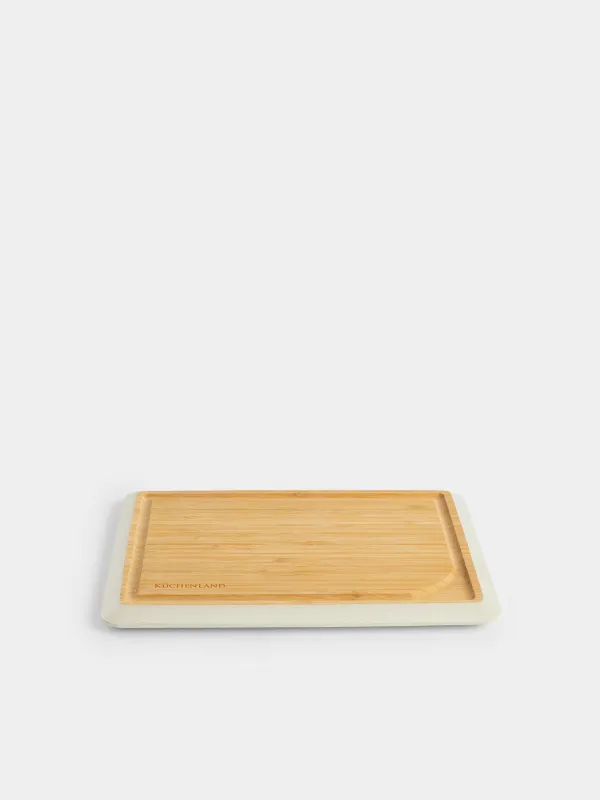 Cutting board, 28x20 cm, bamboo, rectangular, gray edging, Bamboo, image-3