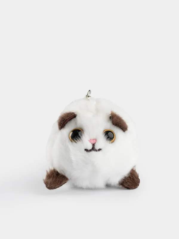 Keychain, 9 cm, Soft, wind-up, polyester / plastic, White, Cat, Cat, image-4